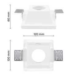 Douille en plâtre rétractable GS-5006 Blanc Carré Encastré GU10 Attaque