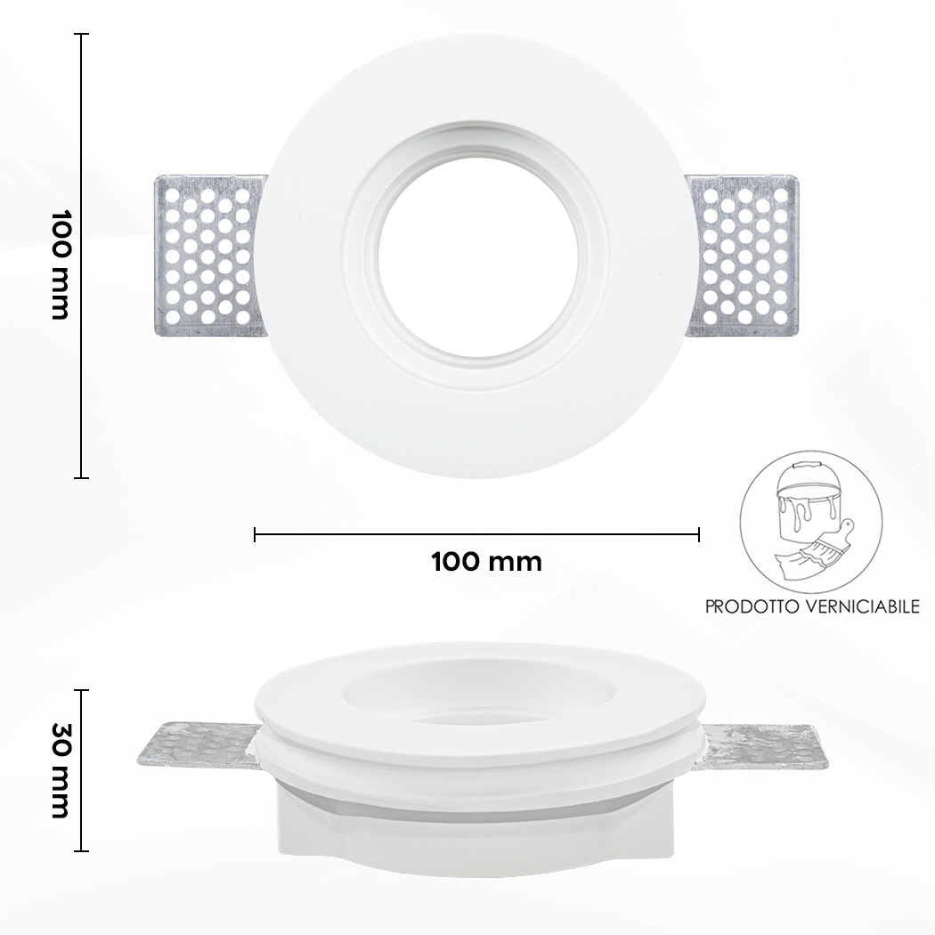 Douille en plâtre rétractable GS-5009 Round White Encastré GU10 Attack