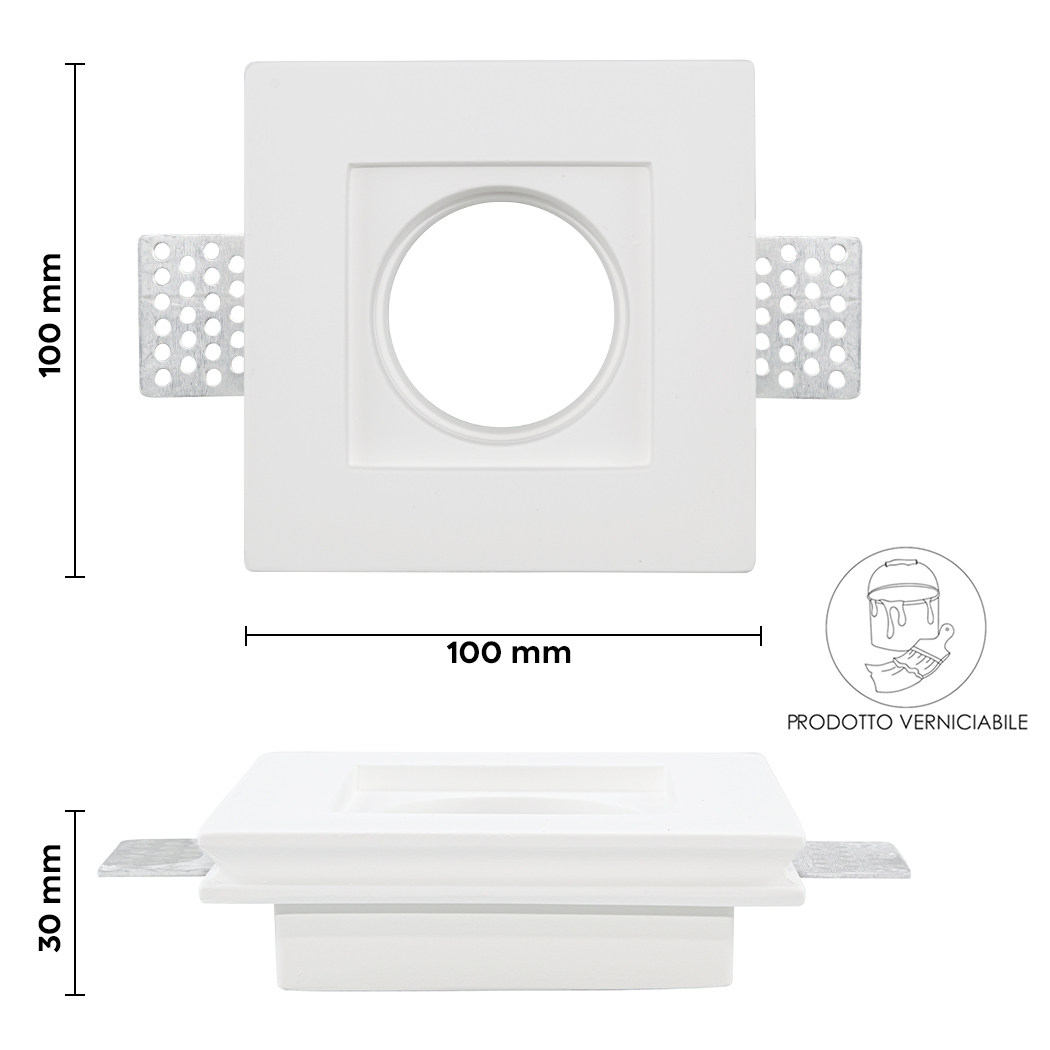 Douille en plâtre rétractable GS-5010 Blanc Carré Encastré GU10 Attaque