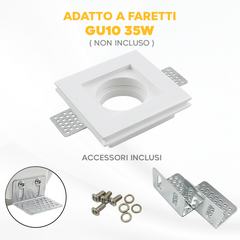 Douille en plâtre rétractable GS-5010 Blanc Carré Encastré GU10 Attaque