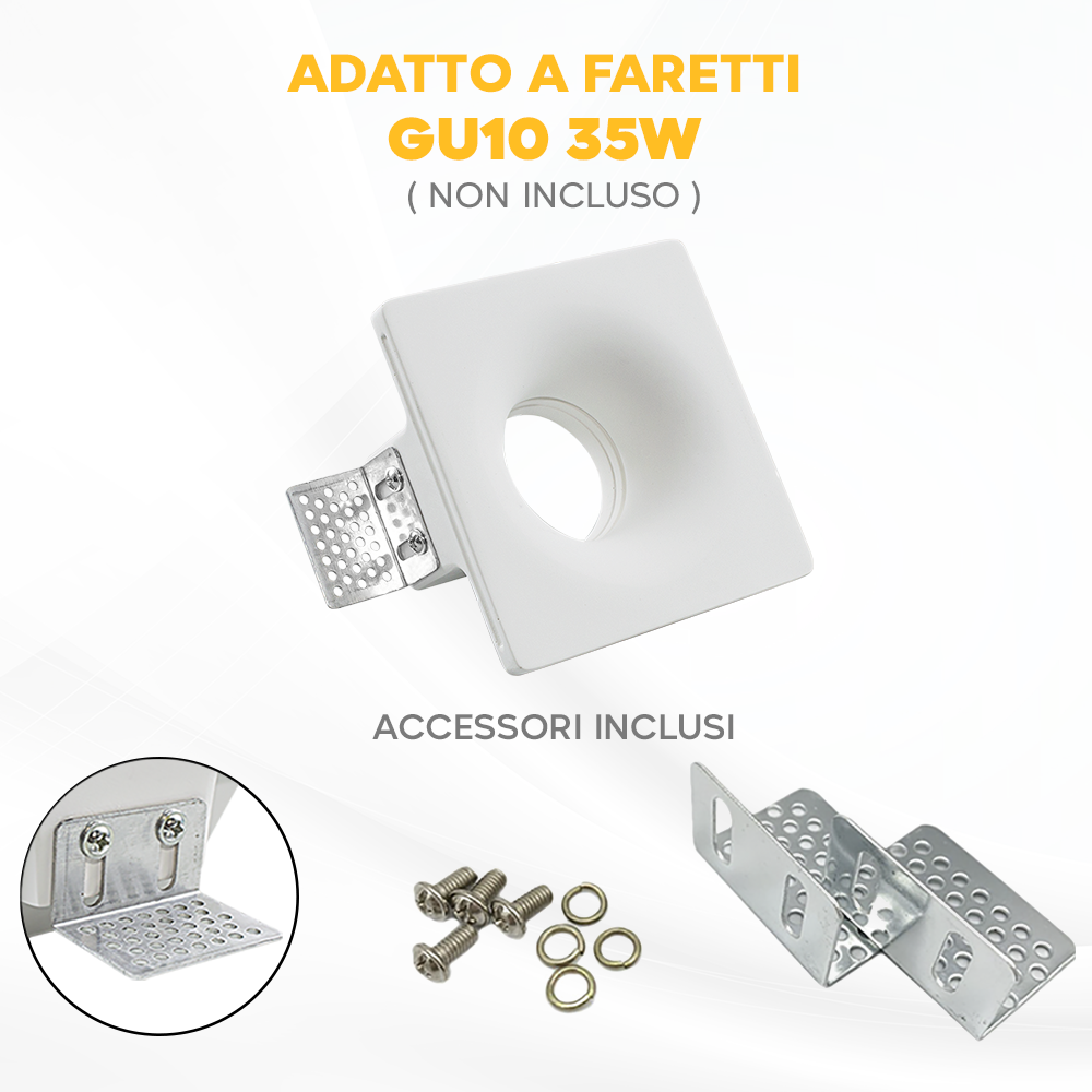 Douille en plâtre rétractable GS-5011 Square White Encastré GU10 Attack