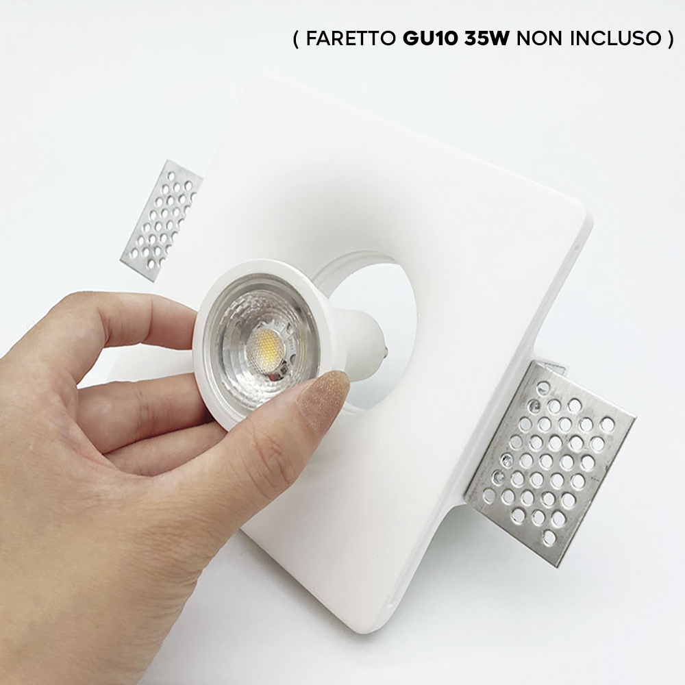 Douille en plâtre rétractable GS-5011 Square White Encastré GU10 Attack