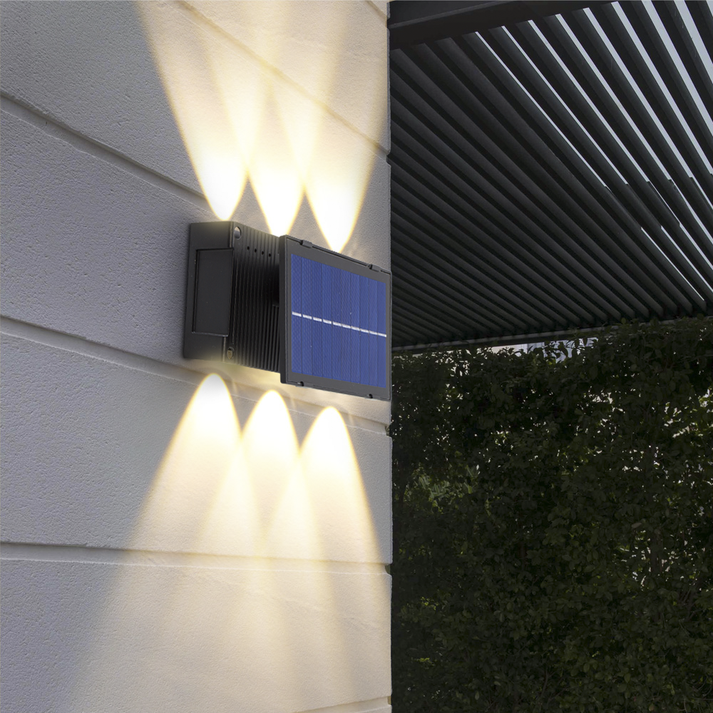 Lampe murale 6 LED avec panneau solaire 7W lumière chaude détecteur de mouvement