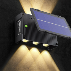 Lampe murale 6 LED avec panneau solaire 7W lumière chaude détecteur de mouvement