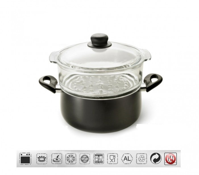 Casserole avec steamer 20cm Académie d'aluminium pur Mugnano Ligne FUOCO & IDEE