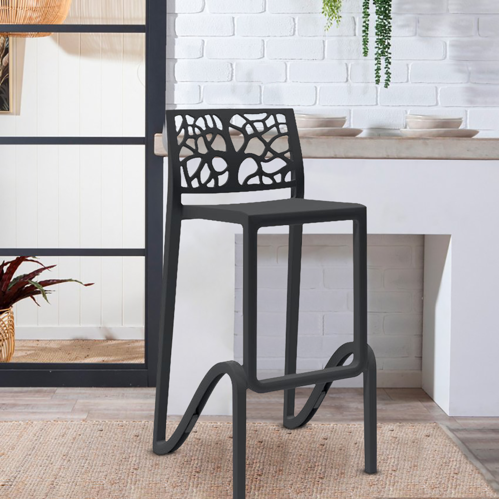 Tabouret de bar ou haut de cuisine ZEFIRO empilable renforcé en Polypropylène