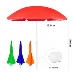 Parasol 170 cm mât central et couleur unie 538302 avec housse