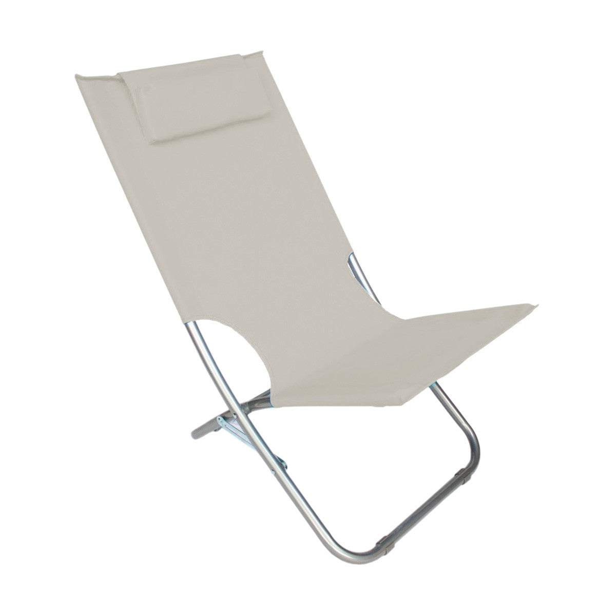 Chaise de plage pliante argent Giga en OXFORD 82x48xh52 cm avec coussin