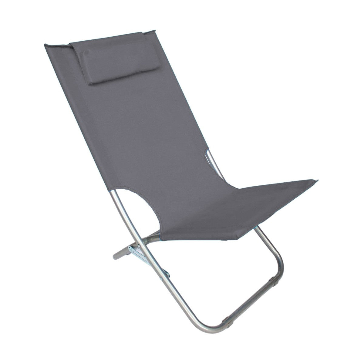 Chaise de plage pliante argent Giga en OXFORD 82x48xh52 cm avec coussin