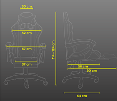 Chaise de jeu bureau avec éclairage LED, appuie-tête similicuir et repose-pieds