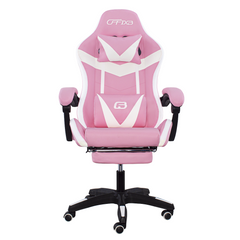 Chaise de jeu bureau avec éclairage LED, appuie-tête similicuir et repose-pieds