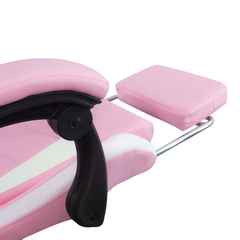 Chaise de jeu bureau avec éclairage LED, appuie-tête similicuir et repose-pieds