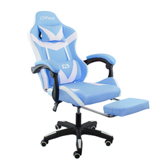 Chaise de jeu bureau avec éclairage LED, appuie-tête similicuir et repose-pieds