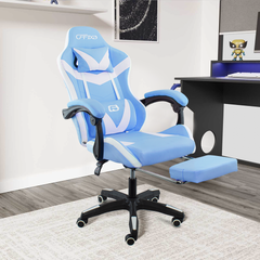 Chaise de jeu bureau avec éclairage LED, appuie-tête similicuir et repose-pieds