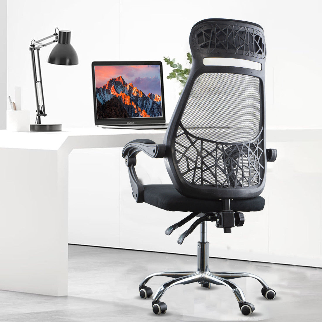 Chaise bureau LEONARDO Fauteuil de direction noir avec appui-tête et accoudoirs