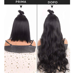 Extension 4 clips cheveux noirs ondulés de 50 cm de longueur Bande de cheveux