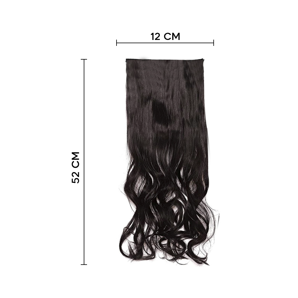 Extension 4 clips cheveux noirs ondulés de 50 cm de longueur Bande de cheveux