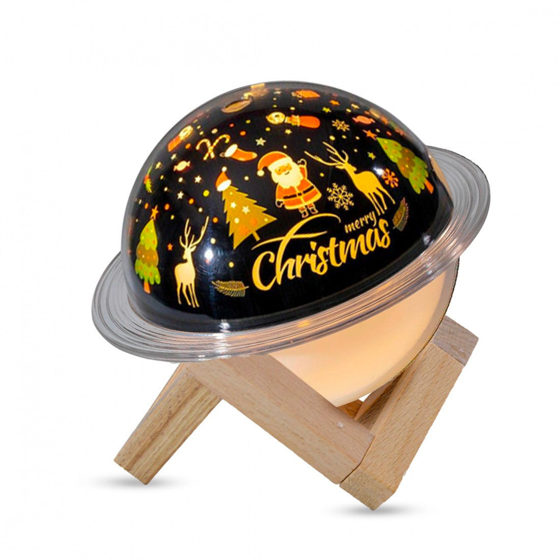 Diffuseur humidificateur Lampe LED Paysage de Noël avec support en bois