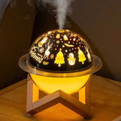 Diffuseur humidificateur Lampe LED Paysage de Noël avec support en bois