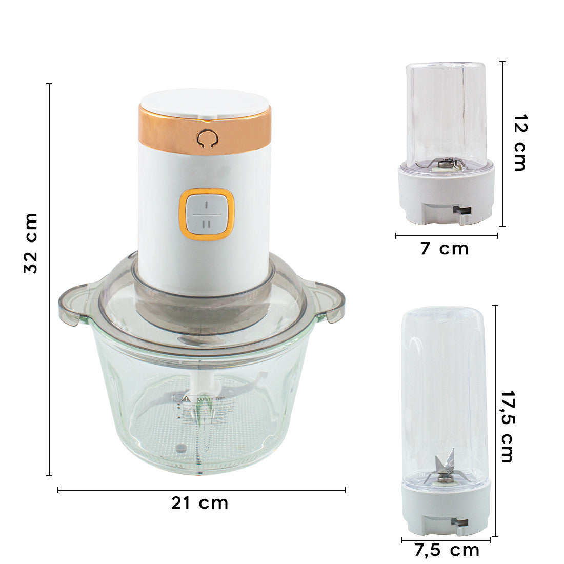 SK-7019 Mixeur de cuisine 500W 3 en 1 Multifonction Professionnel 2L