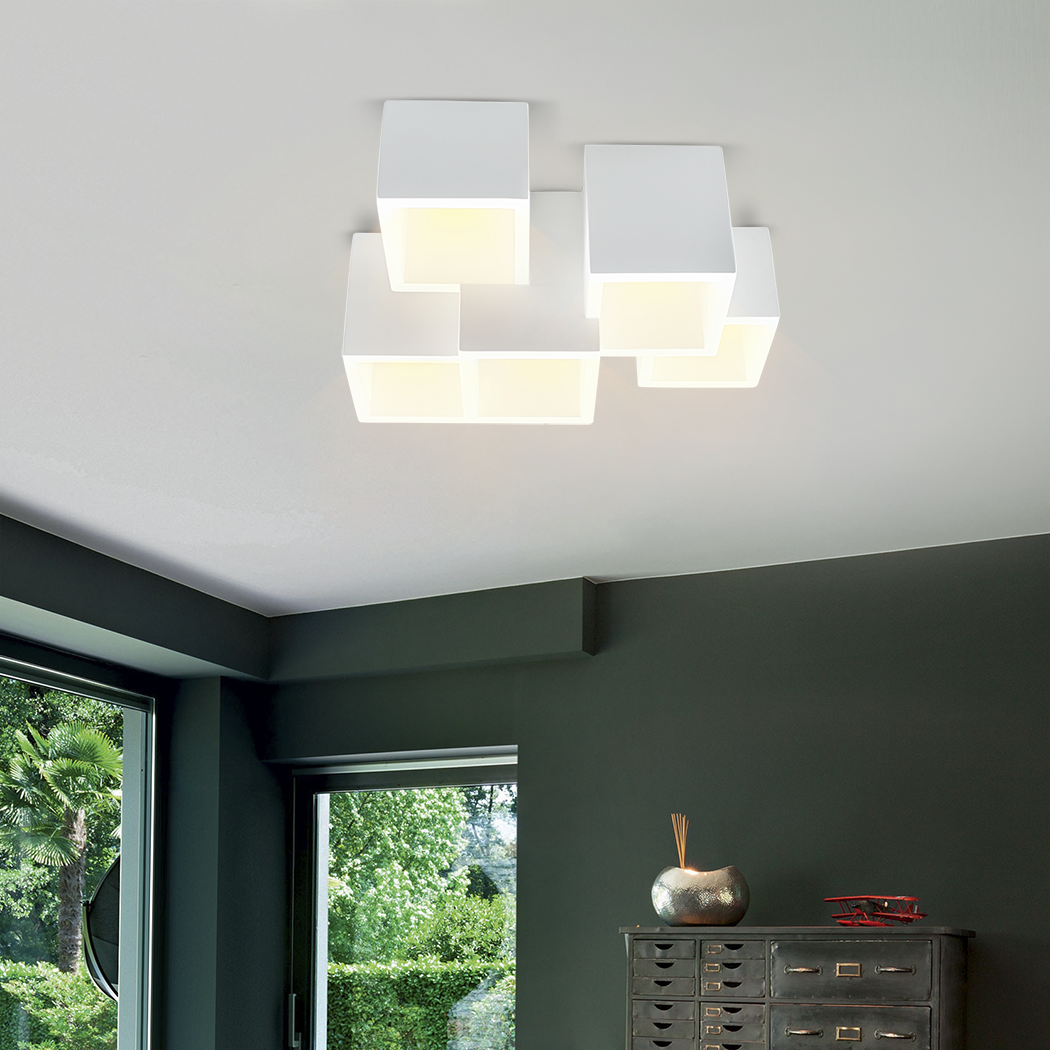Applique Murale en Plâtre GS-5029 Plafonnier 5 Supports de Lampe GU10 Peignable