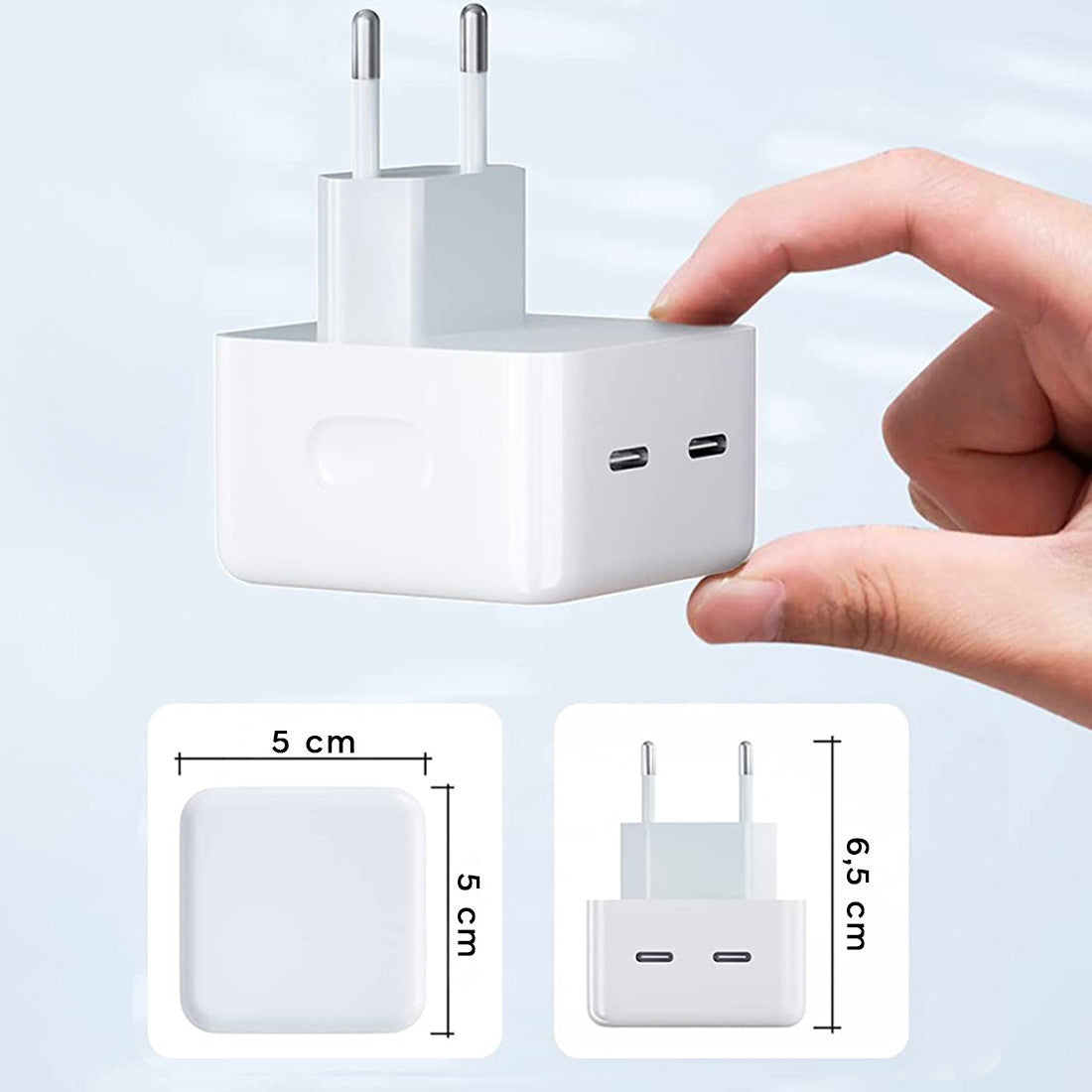 Adaptateur de charge double pour smartphone avec ports USB-C+C de 35W