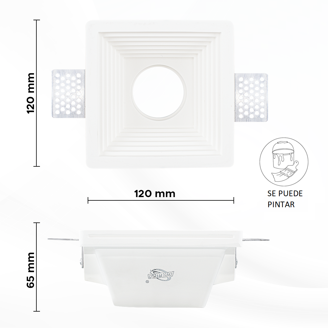 Douille encastrée en plâtre GS-5004 carrée blanche avec connexion GU10