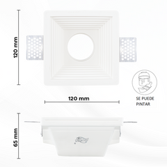 Douille encastrée en plâtre GS-5004 carrée blanche avec connexion GU10