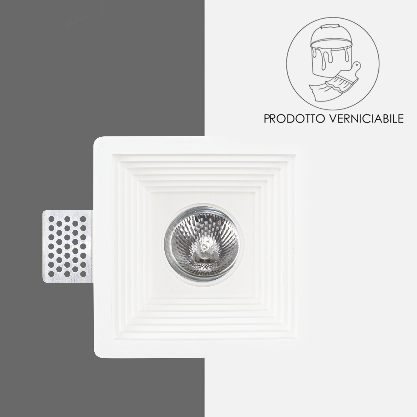 Douille encastrée en plâtre GS-5004 carrée blanche avec connexion GU10