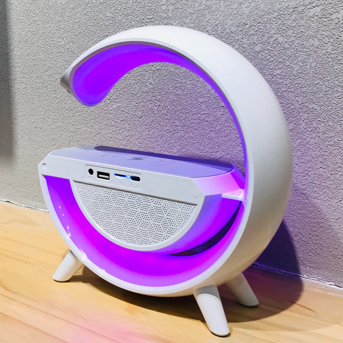 Lampe de chargement sans fil Bluetooth 5.0 LED pour smartphone radio AUX USB TF