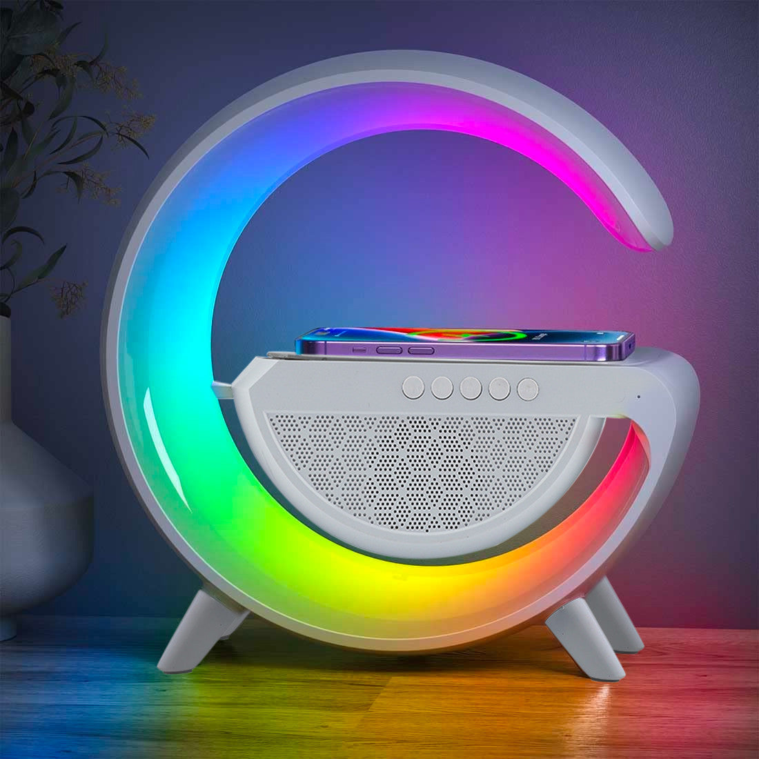 Lampe de chargement sans fil Bluetooth 5.0 LED pour smartphone radio AUX USB TF