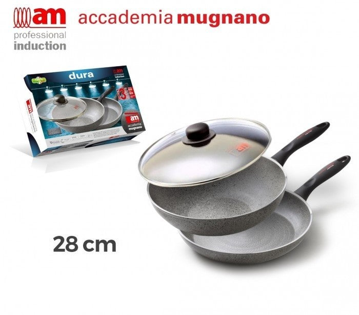 Lot de 2 poêles antiadhésives - plate et creuse - 28 cm - Académie d'aluminium