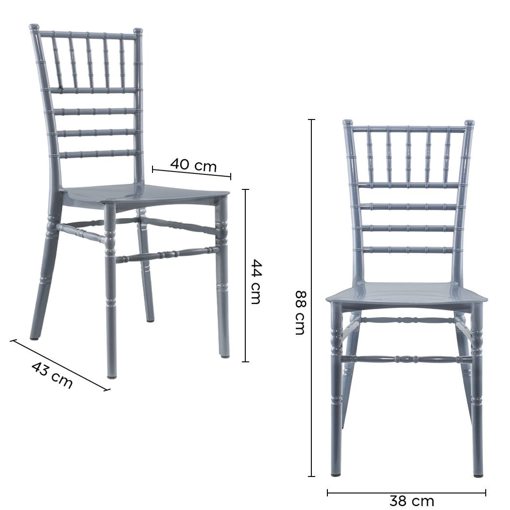 Pack 2 chaises Chiavari vintage grises chaise réception Chiavarina au classique