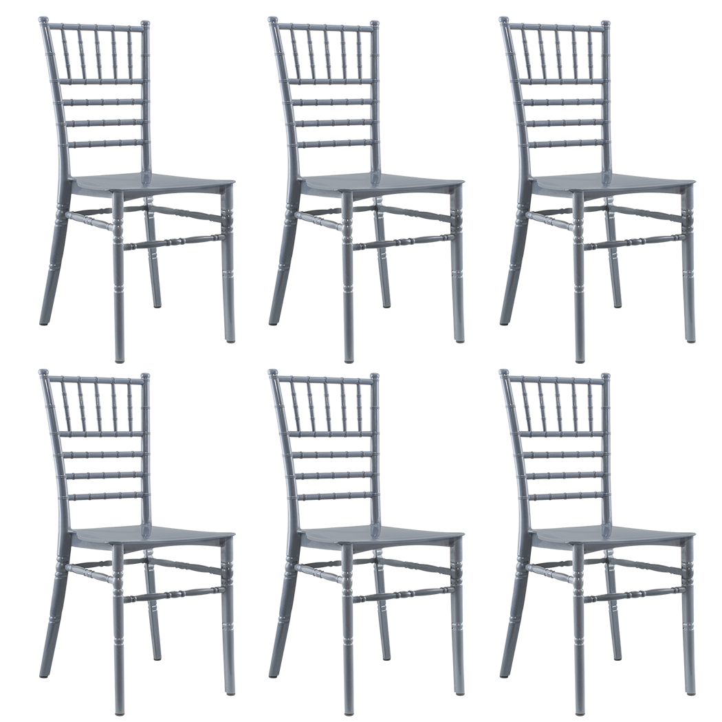 Ensemble 6 chaises Chiavari vintage GRIS Chiavarina pour restauration classique