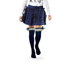 Paquet de 4 jambières motif Pois avec nœud en satin -filles et fillette 3-11 ans