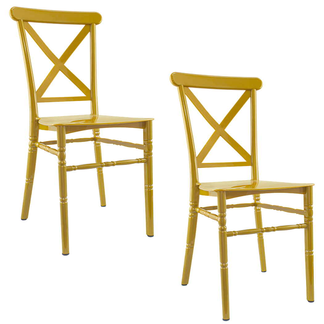 Ensemble 2 chaises Sidney Moutarde en polypropylène vintage pour restauration