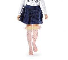 Paquet de 4 jambières motif Pois avec nœud en satin -filles et fillette 3-11 ans