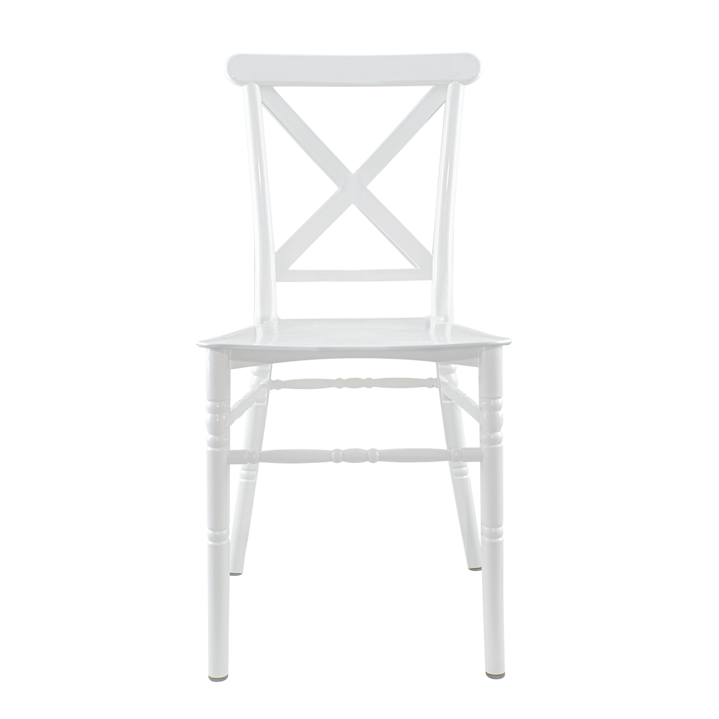 Ensemble 4 chaises Sidney blanches polypropylène vintage restauration événements