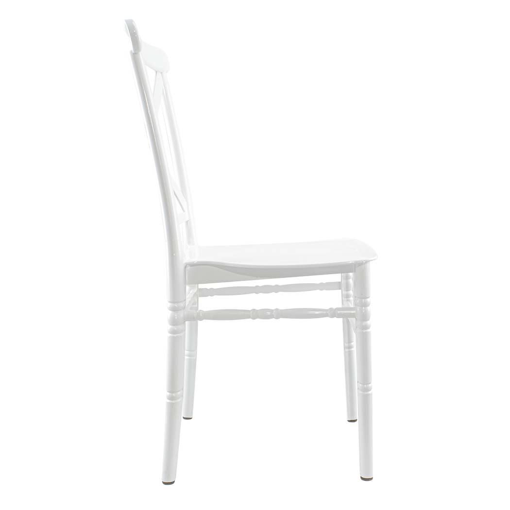 Ensemble 4 chaises Sidney blanches polypropylène vintage restauration événements
