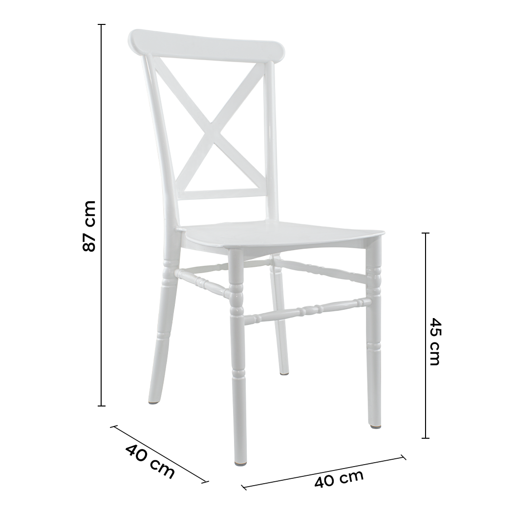 Ensemble 4 chaises Sidney blanches polypropylène vintage restauration événements