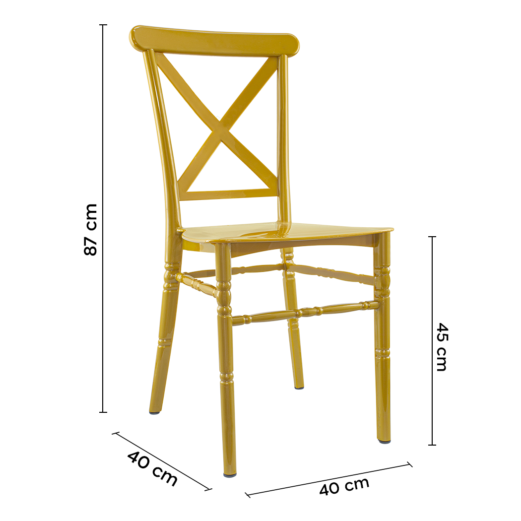 Ensemble 4 chaises Sidney Moutardepolypropylène vintage restauration événements