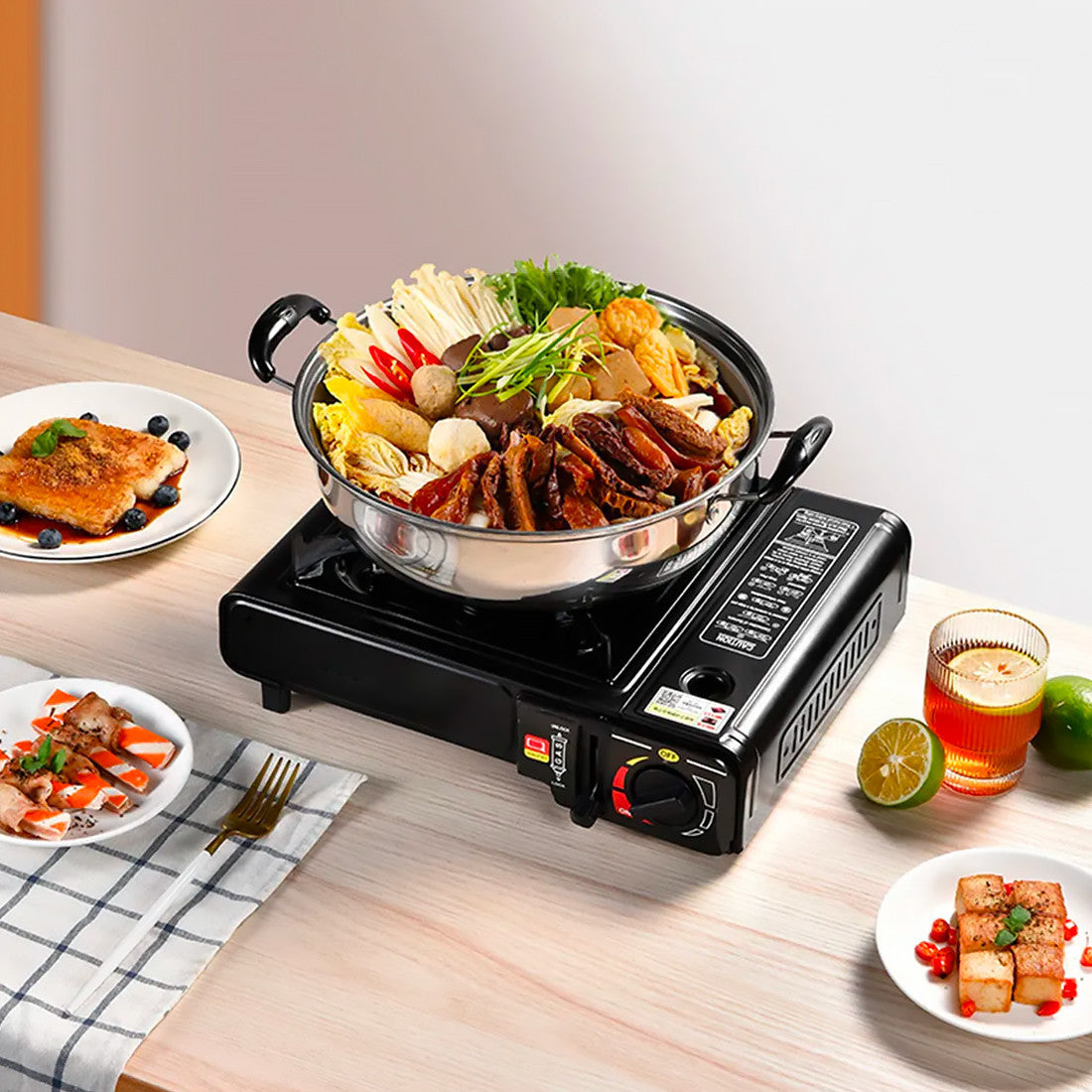 Réchaud à gaz portable pour camping en mallette idéal pour cuisine en plein air