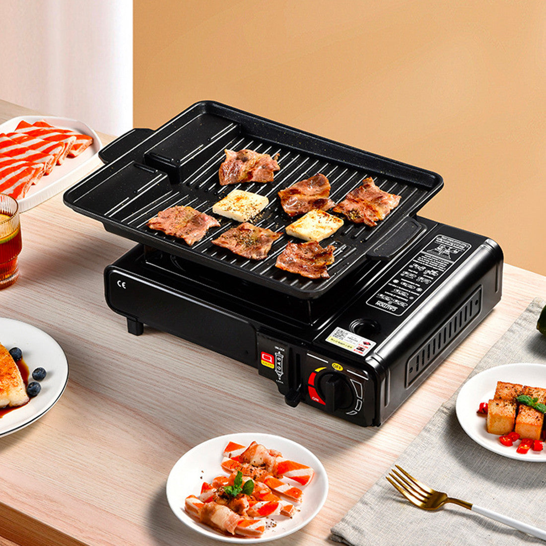Réchaud à gaz portable pour camping en mallette idéal pour cuisine en plein air