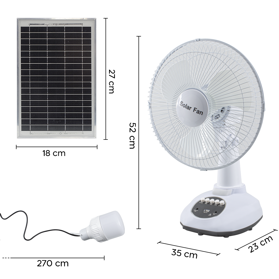 Ventilateur Portable avec Lumière d'Urgence Charge Solaire Idéal pour le Camping