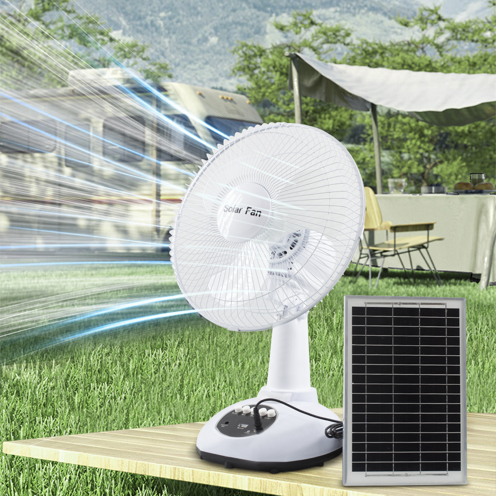 Ventilateur Portable avec Lumière d'Urgence Charge Solaire Idéal pour le Camping