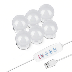 Jeu de 6 Lumières LED Réglables pour Miroir de Coiffeuse avec Câble USB
