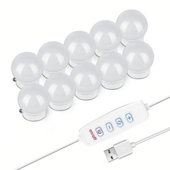 Ensemble 10 ampoules LED pour coiffeuse avec régulateur d'intensité et câble USB