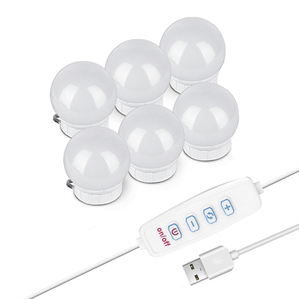 Ensemble 10 ampoules LED pour coiffeuse avec régulateur d'intensité et câble USB