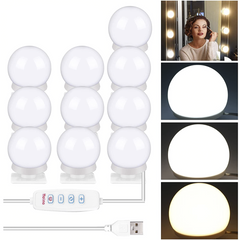 Ensemble 10 ampoules LED pour coiffeuse avec régulateur d'intensité et câble USB