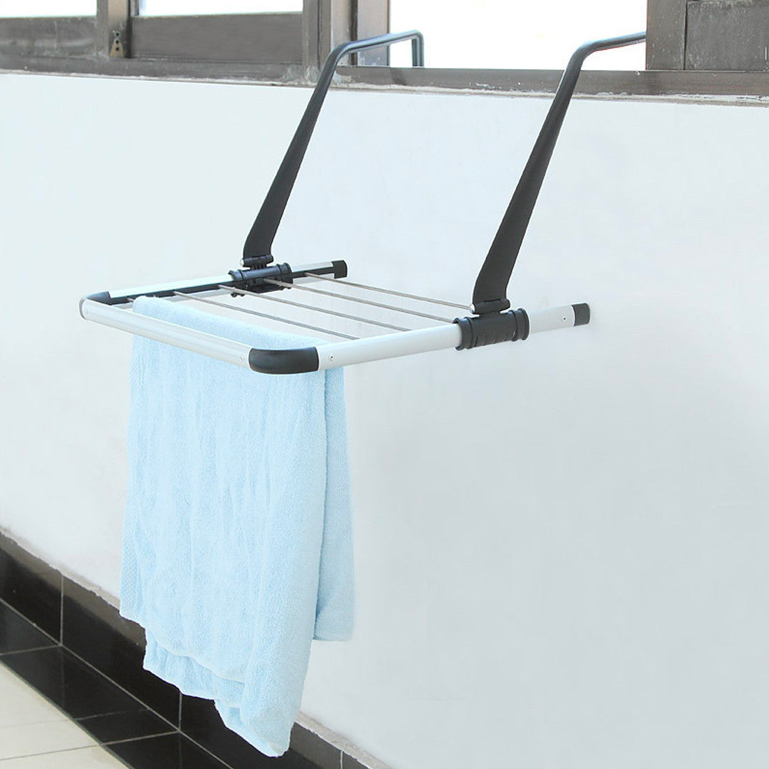 Corde à linge ou radiateur de balcon 54cm en aluminium et supports réglables